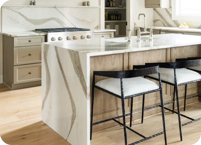 Full countertop with grain in modern kitchen | Lloyd's Carpets & Draperies